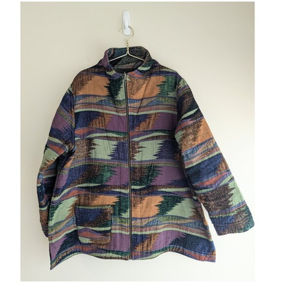 Reversible Tapestry Textured abstract zip jacket - Picture 3 of 15